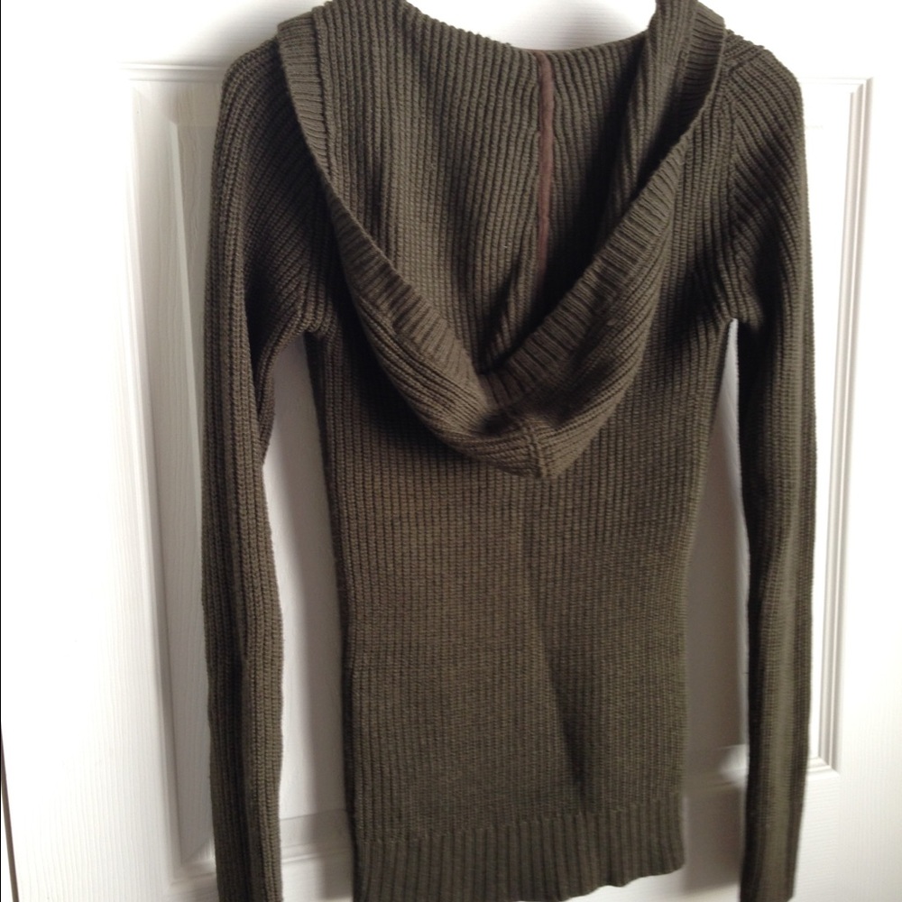 Brown hooded knit sweater - Picture 3 of 4